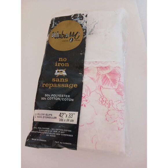 Vintage Wabasso Set of Double Bottom Fitted Sheet and 2 Regular Pillow Slips - Picture 3 of 5